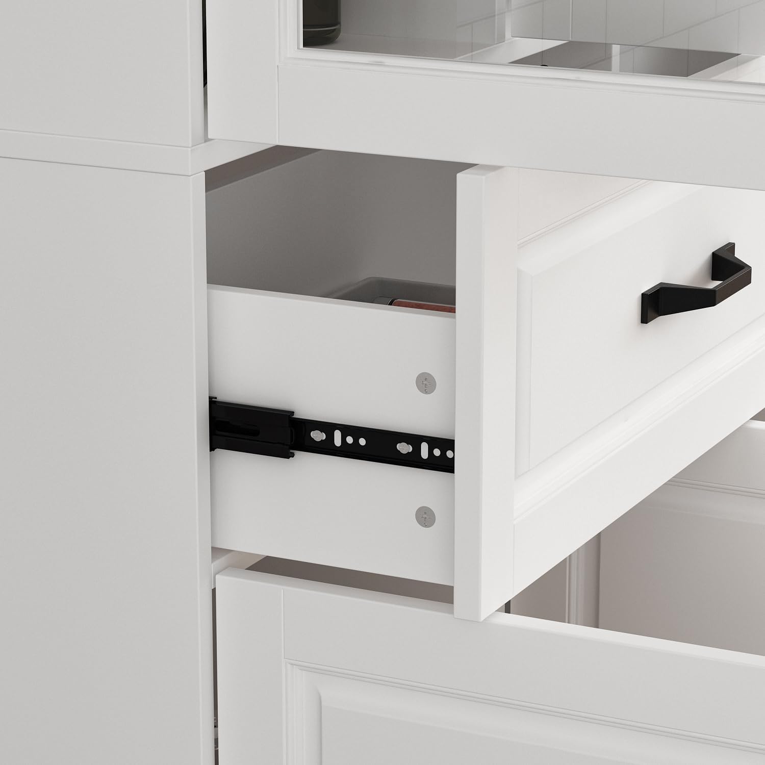 Tall Bookshelf with Glass Doors & Drawers, Large Storage Cabinet Home Office Bookcase with Doors & Shelves, Glass Display Cabinet for Living Room, White (47.2' W x 15.7' D x 78.9' H)