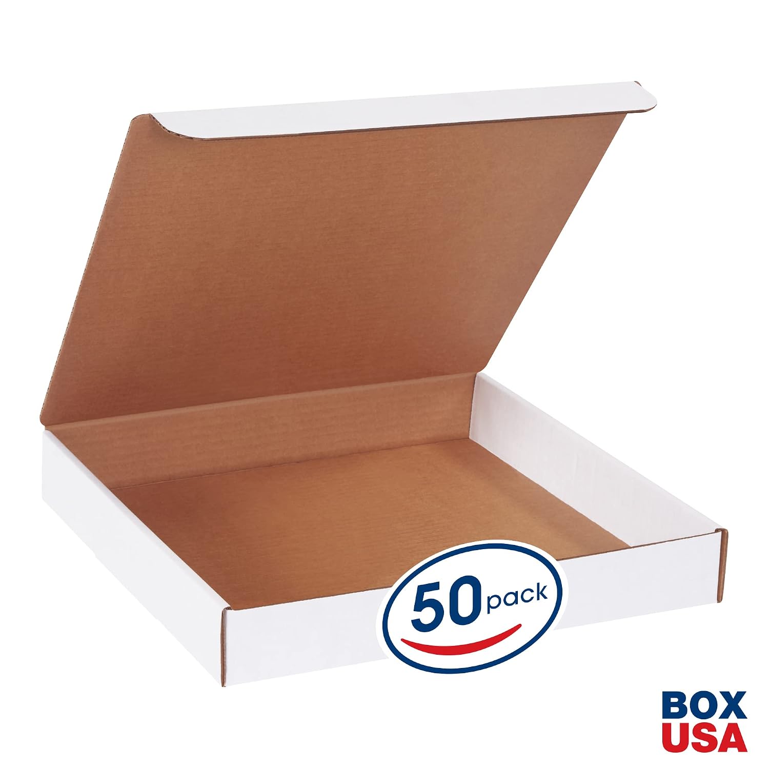 BOX USA Shipping Boxes Small 13'L x 13'W x 2'H 50-Pack, Cardboard Box for Shipping, Moving, Mailing, Packing, Packaging and Storage