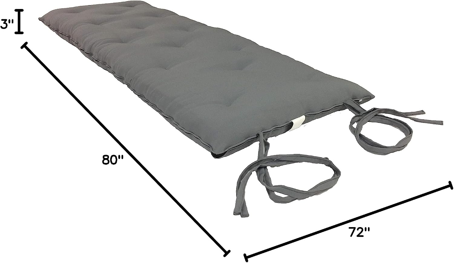 D&D Futon Furniture Traditional Japanese Floor Rolling Futon Mattress, Cotton Battings/Foam/Polyester Battings, Shikifuton (Gray, 80 x 72 x 3 in Thick King Size)