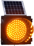 Yellow Solar Traffic Signal Light, 16in Flashing Warning Lamp, IP65 Waterproof Outdoor Safety Sign for Intersections, Curves, Bridges - Emergency Road Alert
