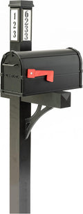 Premium Mailbox with Post & Solar Illuminated Custom Number Address | Aluminum Durable Post Design | Easily Direct Emergency Personnel, Family, and Friends Day & Night (Black)