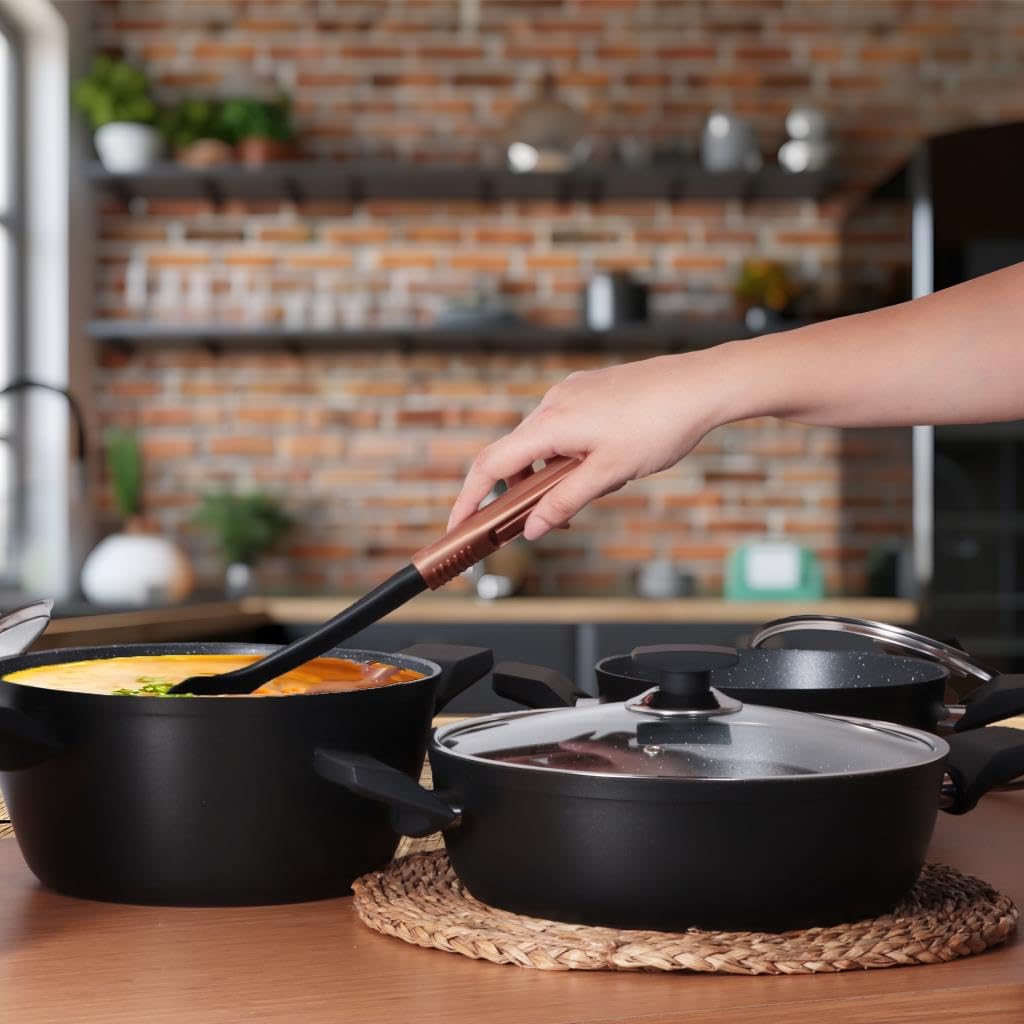 Serenk Pots and Pans Set Stainless Steel, Non Stick, 7 Pieces, Non Toxic Cokware, Induction Cookware, w/Pots & Pans & Saucepans, Cooking Sets Pots and Pans (Granite 7 Pc Set)