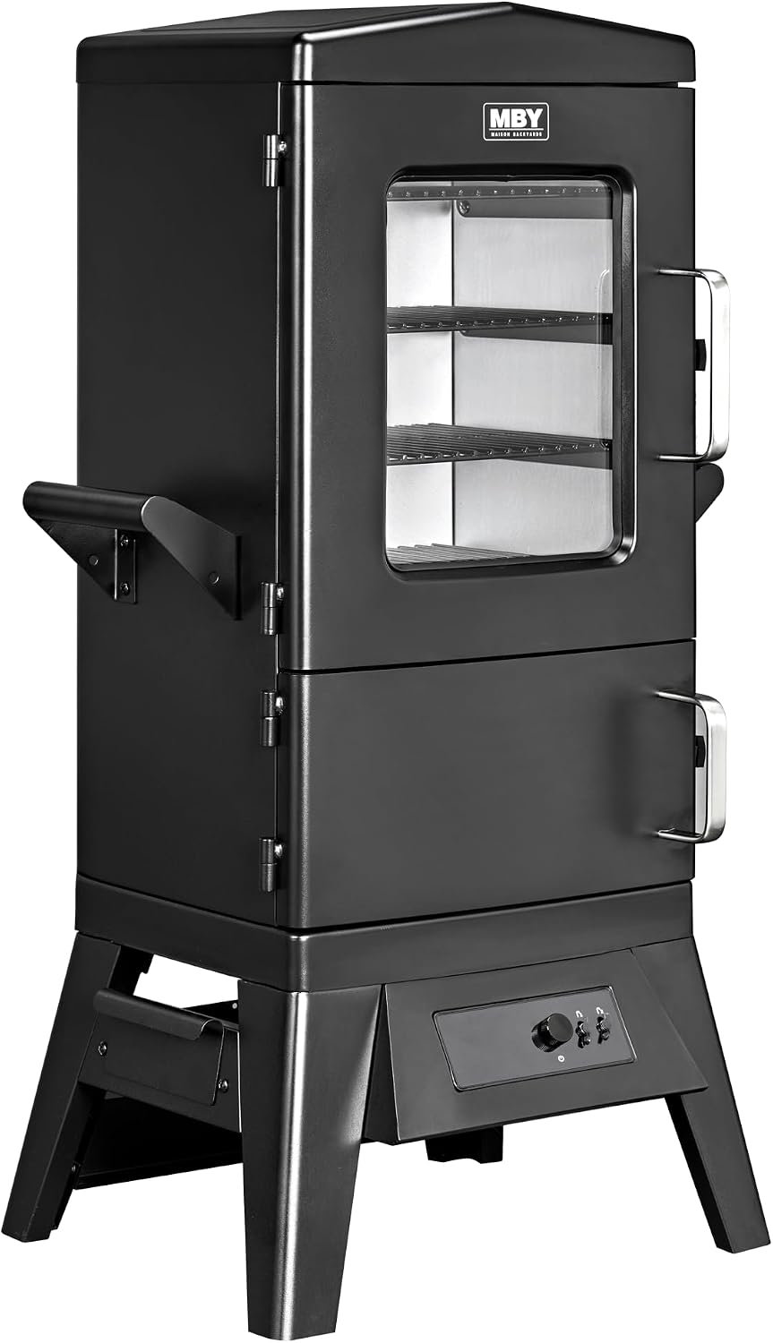 Digital Electric Smoker with Cover, LED Display Build in Meat Probe Large Capacity BBQ Smokers, 4 Racks Smoke More with 633 sq in Cooking Area