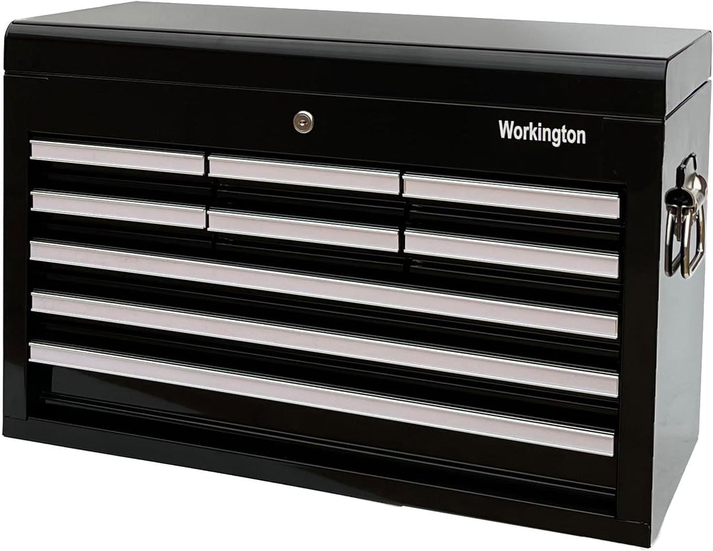 Workington Professional Industrial Portable Metal Tool Chest with 9 Drawers, 26' 9-Drawer Tool Chest Cabinet with Ball Bearing Drawer Slides, Steel Tool Storage Box Organizer 4016 Black