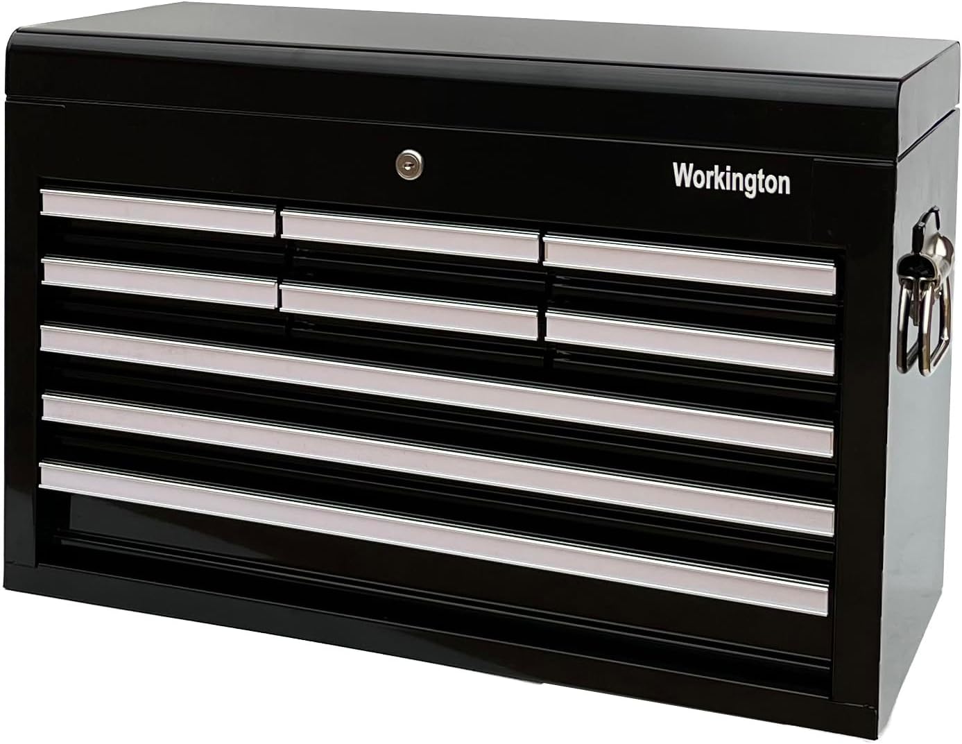 Workington Professional Industrial Portable Metal Tool Chest with 9 Drawers, 26' 9-Drawer Tool Chest Cabinet with Ball Bearing Drawer Slides, Steel Tool Storage Box Organizer 4016 Black
