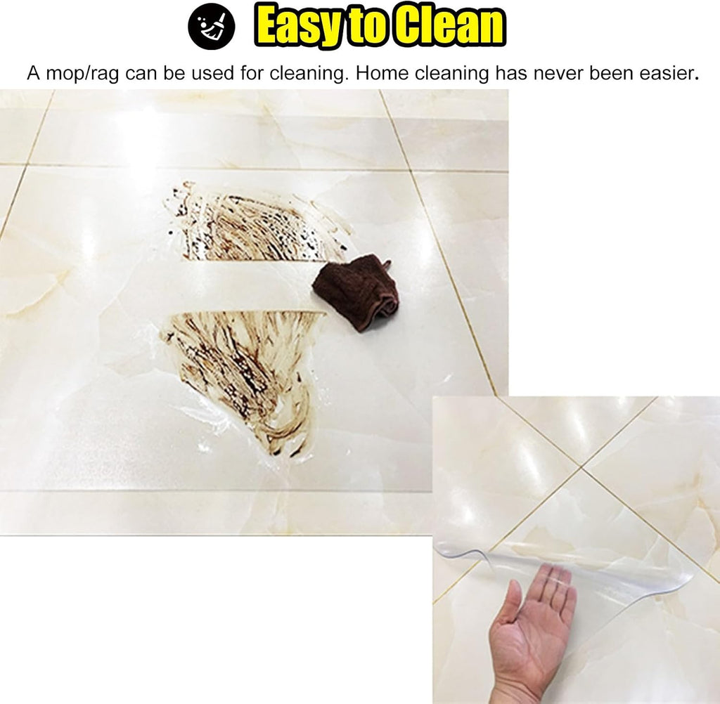 YANBI Wood/Tile HD Transparent Floor Mats, Heavy Duty Floor Runner Protector, Home Extra Large Waterproof Carpet Clear Pad, Customizable Length (Size : 125CMX750CM/3.9FTX24.6FT)