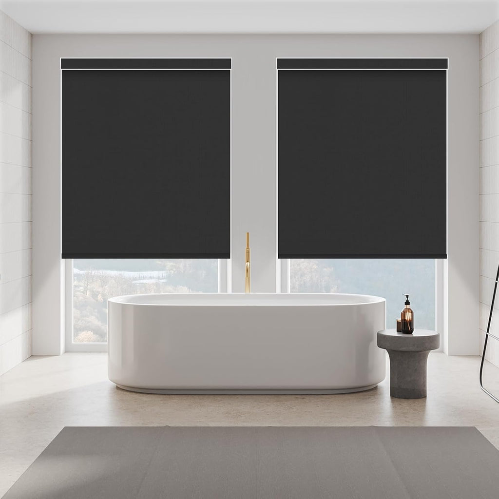 Motorized Shades,Smart Blinds with Remote,100% Blackout Roller Blinds,Work with Google Assistant,Homekit,Automatic Shades,Custom Widths from 16' to 110',Vinyl Black