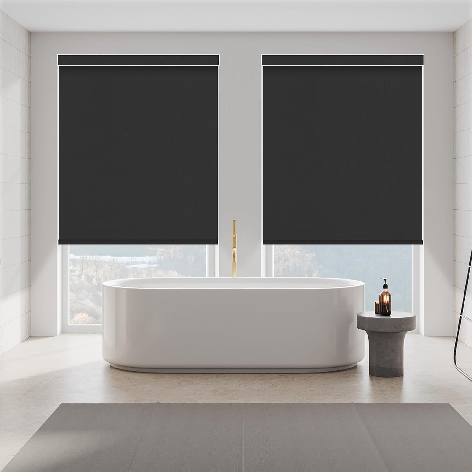Motorized Shades,Smart Blinds with Remote,100% Blackout Roller Blinds,Work with Google Assistant,Homekit,Automatic Shades,Custom Widths from 16' to 110',Vinyl Black