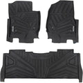 Rough Country Flex-Fit Floor Mats for Ford F-250/350 Super Duty (2017-2025) Crew Cab - Front & Rear Set, Custom All-Weather Non-Slip TPE Liners w/Spill Saver Lip