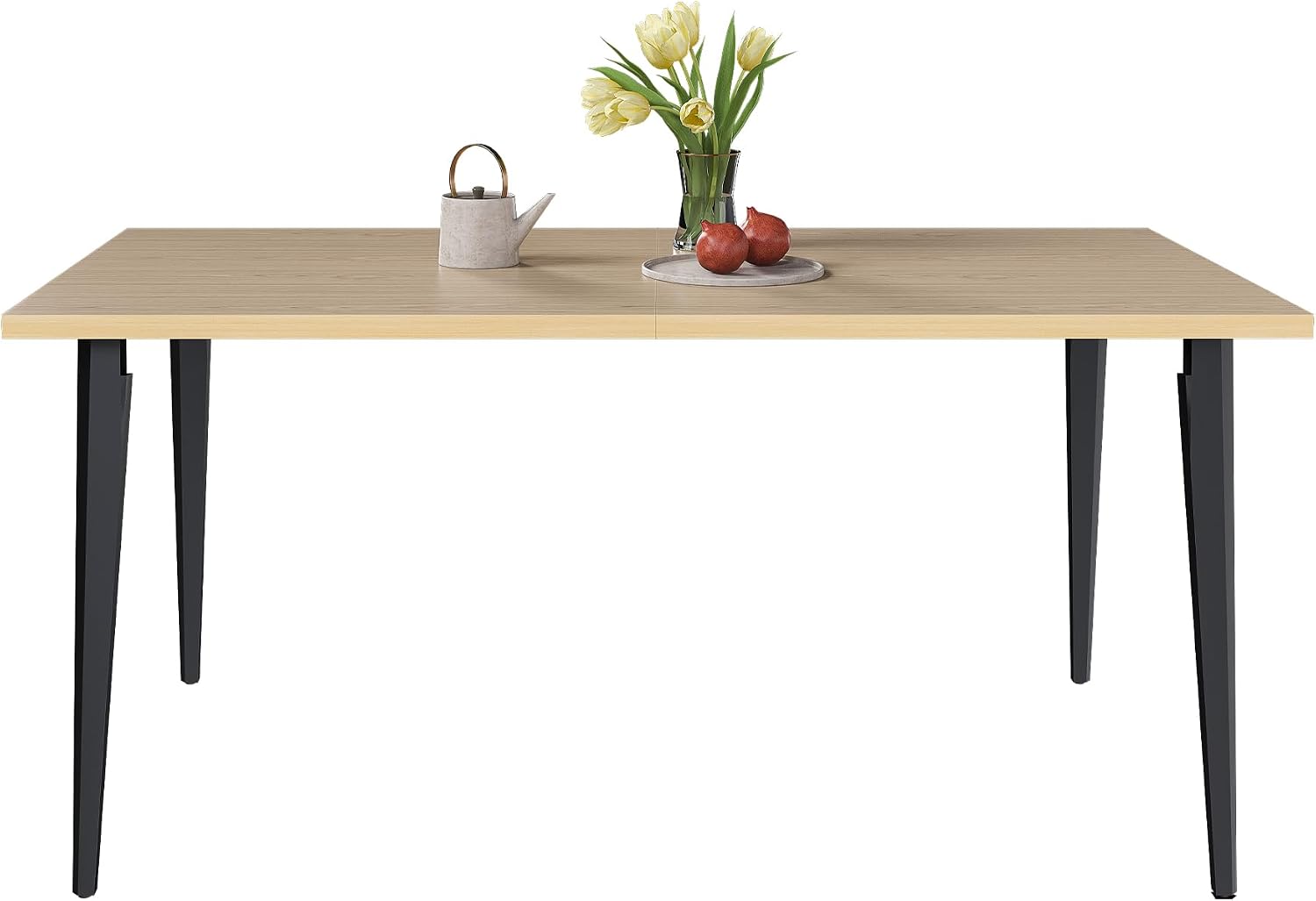 Modern Rustic Industrial Dining Table for 6-8 People – Rectangular Wooden Tabletop, Rust-Resistant Iron Legs, Non-Slip Pads – Versatile Indoor/Outdoor Kitchen & Patio Furniture