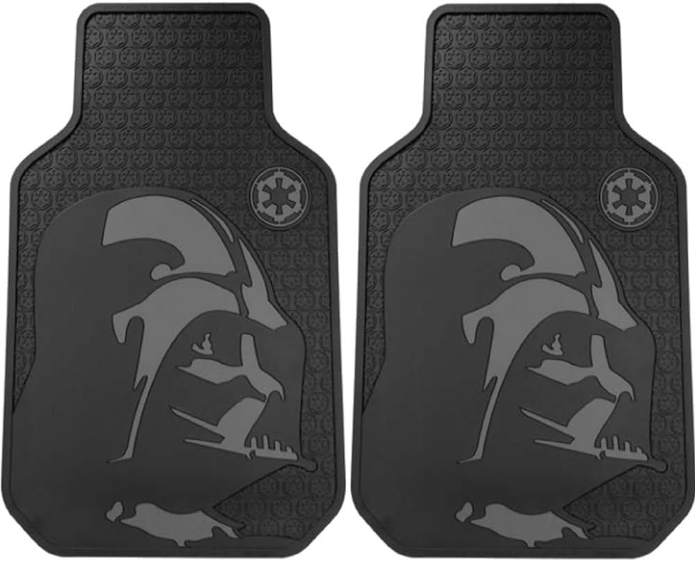 U.A.A. Inc. 8pc Star Wars Darth Vader Black Seat Covers Front Rear Rubber Floor Mats Set New