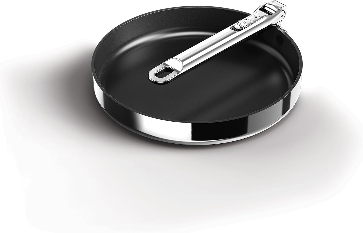 Joseph Joseph Space Steel 9.5' Nonstick Stainless-Steel Frying Pan Skillet with Folding Handle, Ceramic Coating, Induction & Oven Safe