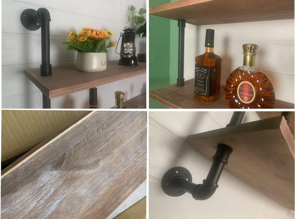HDDFER Floating Shelves,Wall Mounted Rustic Wood Shelf,Pipe Shelves,Industrial Pipe Shelving with Real Wood Planks 48 inch Industrial Wall Shelves Hanging Bookshelf Farmhouse Kitchen Bar Shelving