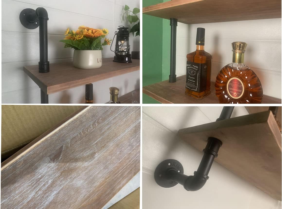 HDDFER Floating Shelves,Wall Mounted Rustic Wood Shelf,Pipe Shelves,Industrial Pipe Shelving with Real Wood Planks 48 inch Industrial Wall Shelves Hanging Bookshelf Farmhouse Kitchen Bar Shelving