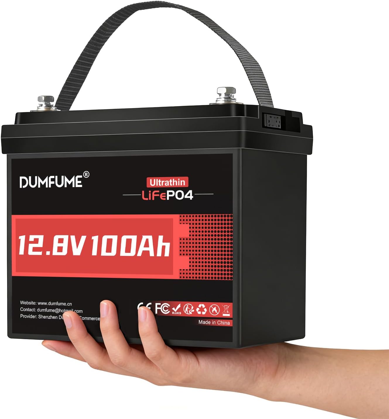 12V 100Ah Slim Lithium LiFePO4 Battery, Ultrathin Lithium Battery Built-in 100A BMS, 1280Wh, Low-Temp Protection, 6000+ Deep Cycles for Solar, RV, Backup Power, Off-Grid Systems Camping