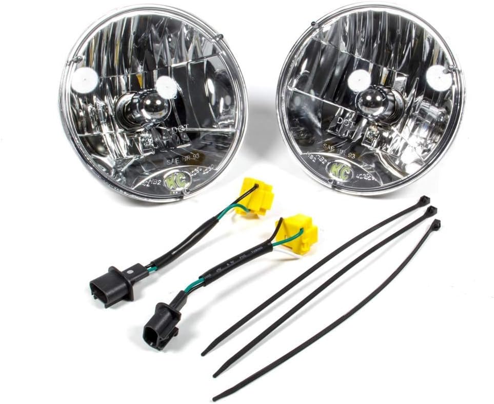KC HiLiTES 42302 H4 Headlight Conversion Kit for Jeep JK, chrome, size:- 7 inches diameter