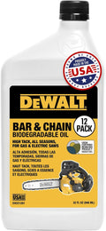 DEWALT – Biodegradable Bar & Chain Oil – Green, Eco-Friendly, Non-Toxic Professional Bar & Chainsaw Lubricant – Ultraclean All-Season Oil for Gas, Electric Saw, and Pole Saw, 32 oz (Case of 12)