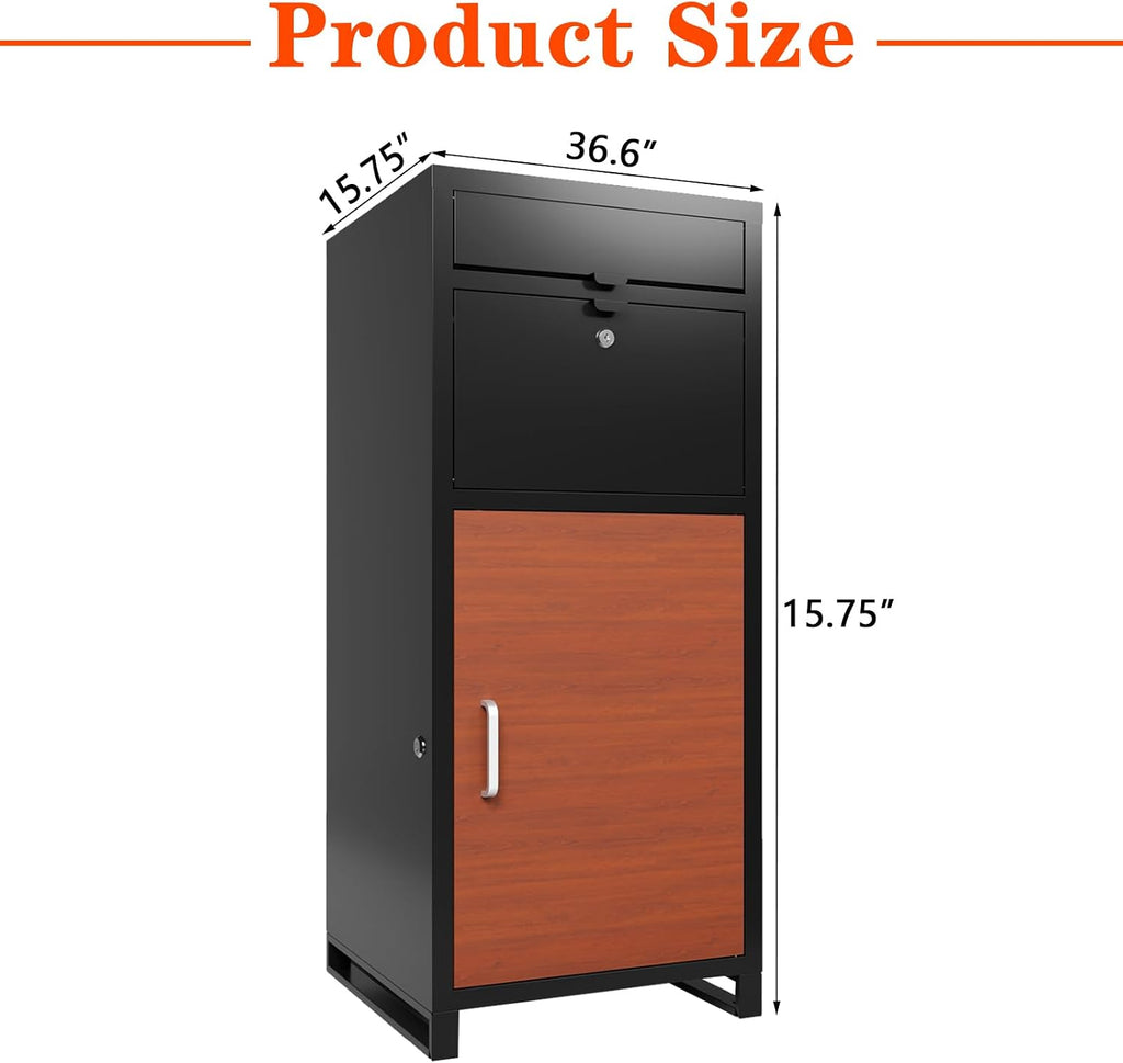 Package Delivery Box for Outside, 36.6'x 15.75'x 15.75' Secure Anti Theft Package Delivery Box with Mailbox, for House, Porch, Curbside