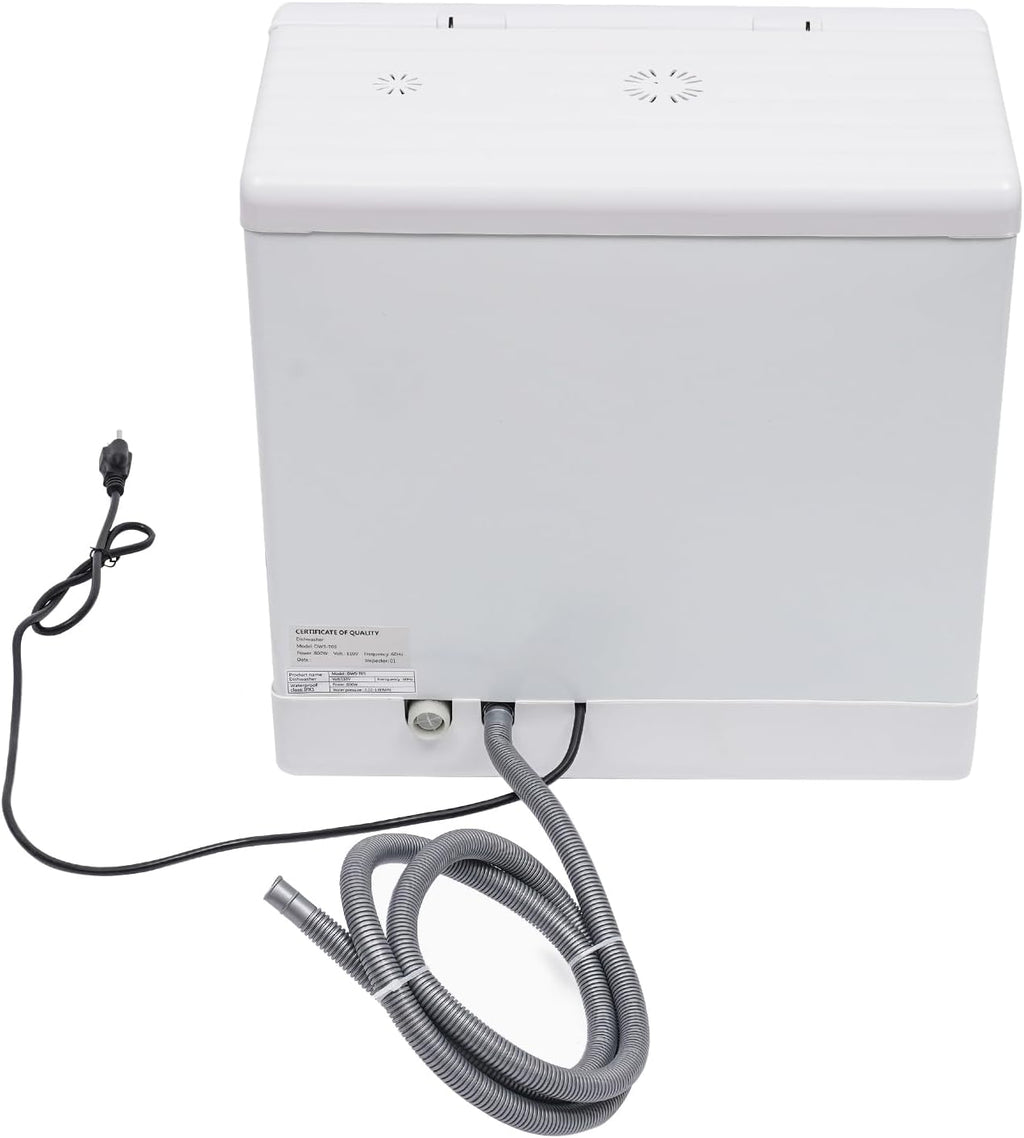 800W Portable Countertop Dishwasher for 4-6 Sets Tableware, No Installation Needed, Mini Dish Washing Machine with 8L Water Consumption,Compact White Dishwasher,IPX1,0.02-1.00Mpa