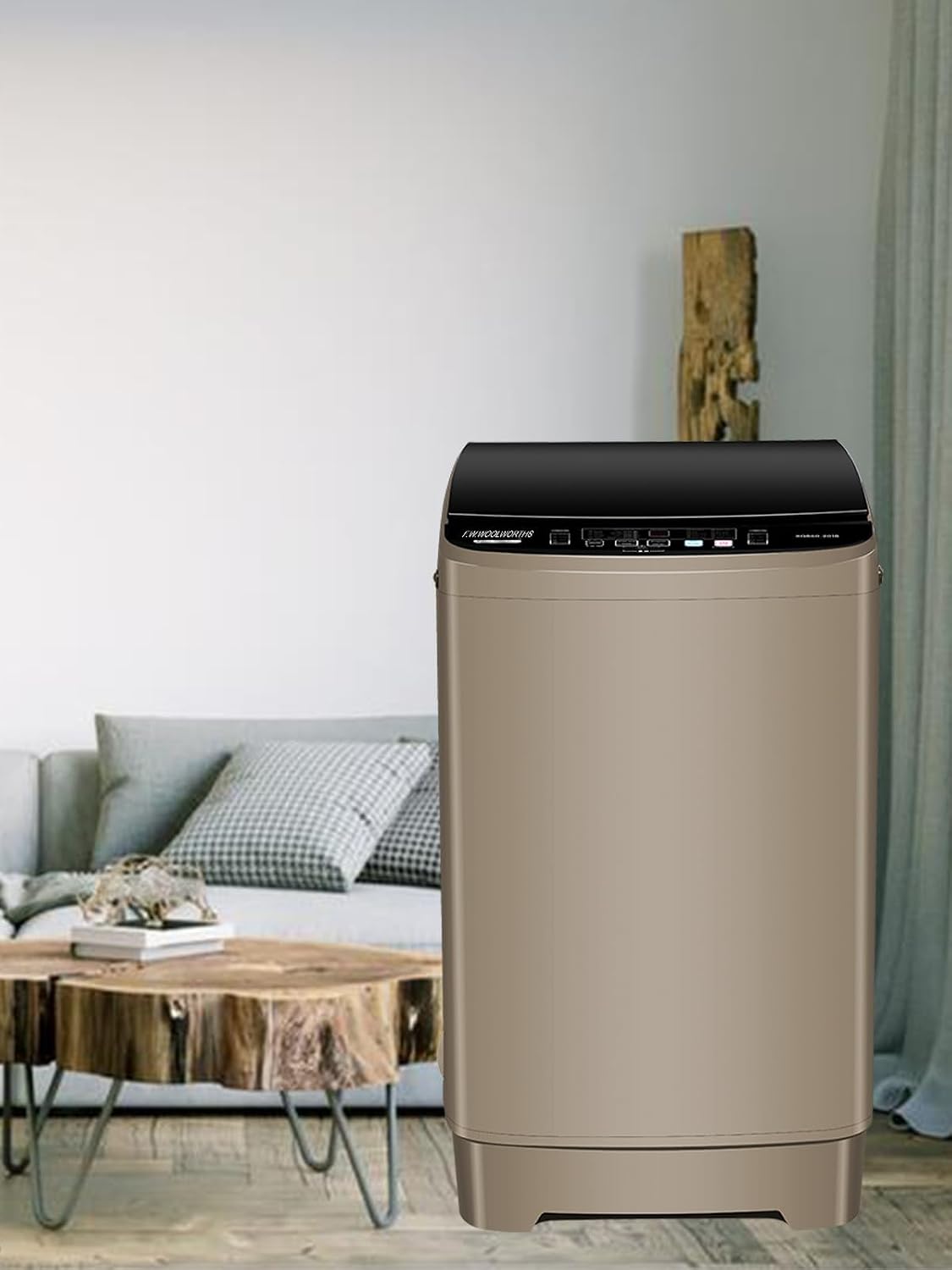 F.W.WOOLWORTHS 17.7 lbs Full-Automatic Washing Machine with LED Display, Laundry Washer with Drain Pump, 10 Wash Programs 8 Water Levels Washer & Spinner for Home, Apartment, Dorms, Gold