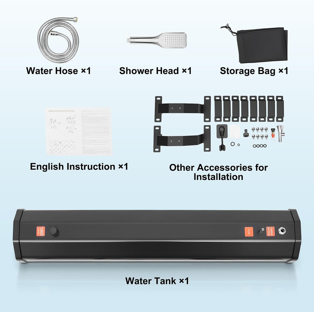 7.93 Gallon Pressurized Water Tank,Portable Car Camping Shower Water Storage Roof Rack Mounted Solar Shower or Overland Off-Road Vehicles, Pick-up Truck,Outdoor Activities Water Supply, RV, Camping