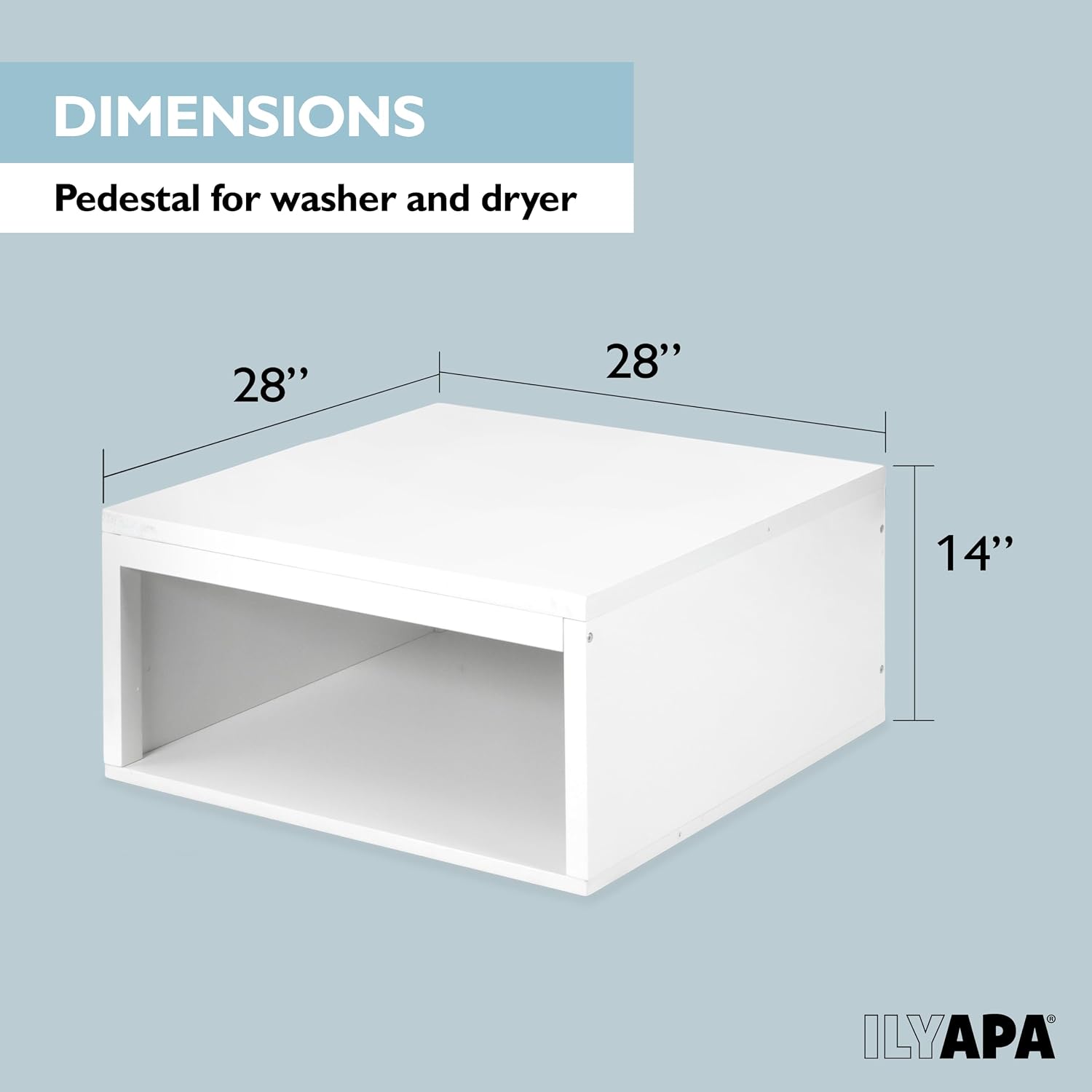 Ilyapa Washer and Dryer Stand - Universal Wooden Laundry Pedestal with Drawer - Compatible with Samsung, LG, GE, Maytag - 28x28x14 in.
