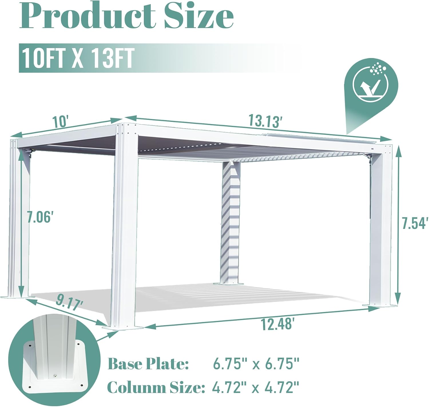 Domi 10x13FT Louvered Pergola Aluminum Structure Outdoor Pergola with Adjustable Roof Patio Pergola for Backyard Garden, White