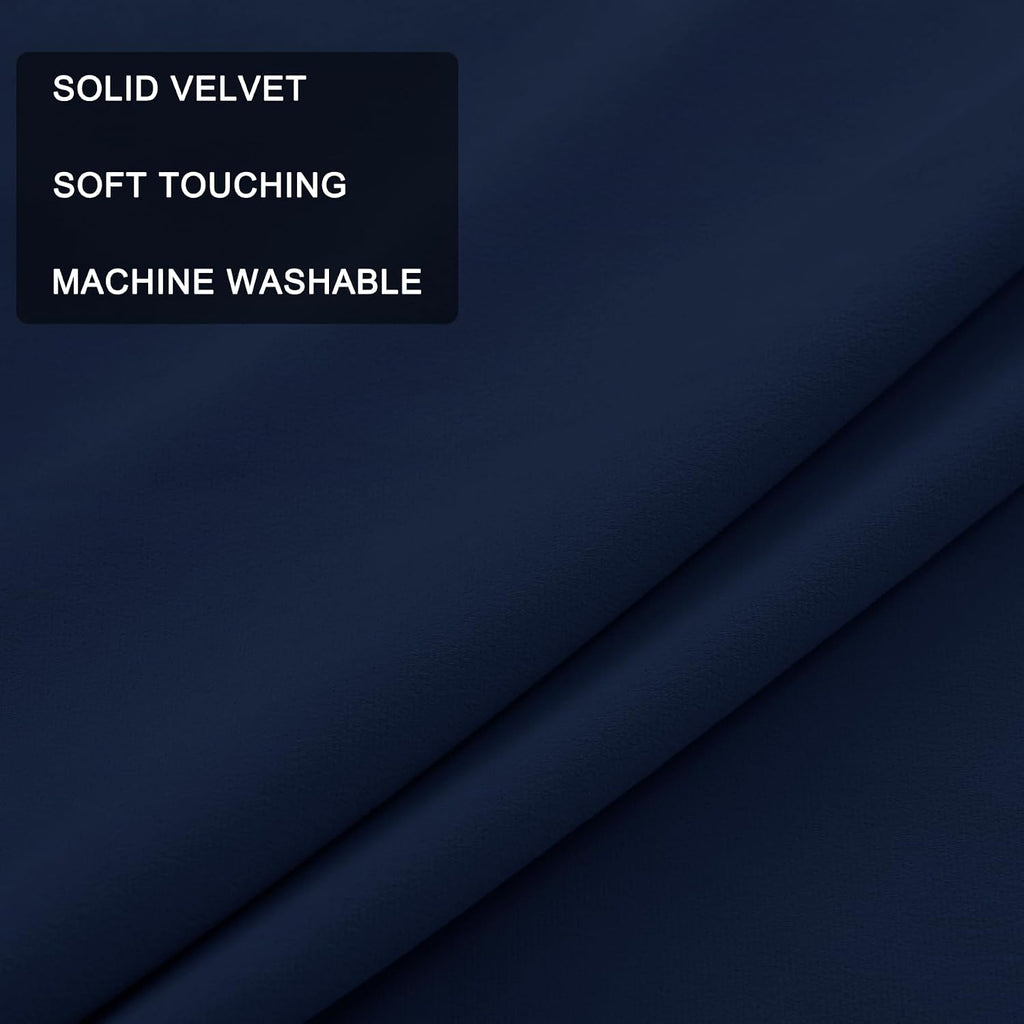 Fcosie 100% Light Blocking Velvet Curtain 102 inches Length, Nickel Grommet Curtain for Sliding Patio Door Apartment Window Gazebo, Absolutely Blackout Drapery, Navy Blue 84' W by 102' L (1 Panel)