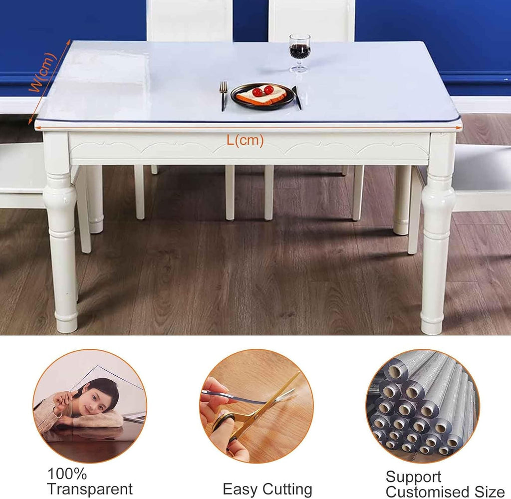 Tablecloth Cover Clear Plastic Table Protector 2mm Transparent Vinyl Long PVC Table Cloths Water Rresistant Wipeable Furniture Floor Carpet Topper Pad for Office Desktop Dresser Dining Table(39.4x78.7