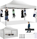 COBIZI 10x15 Pop up Canopy Tent Heavy Duty, Easy Set-up Commercial Outdoor Party Tent, 100% Waterproof Wedding Tents Gazebo, 3 Height Adjustable with Wheeled Bag, White