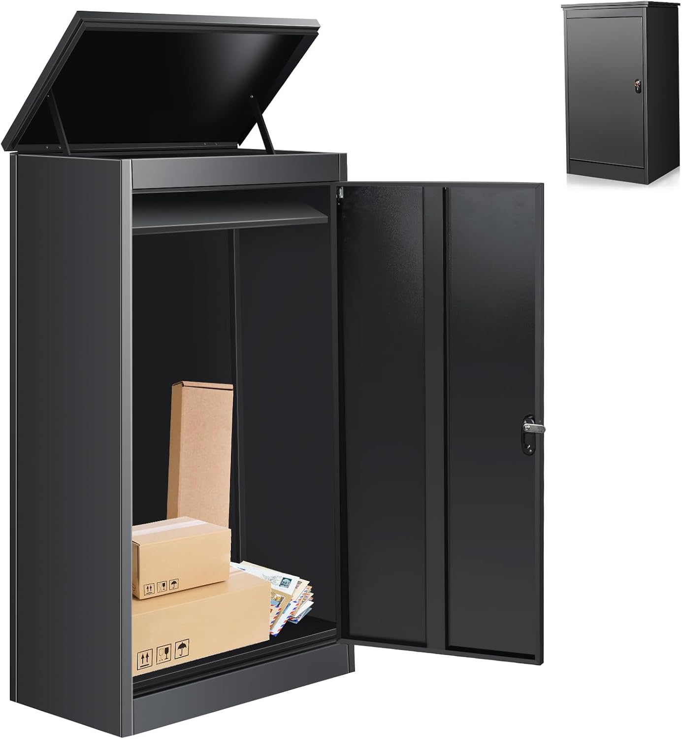 41.3IN Package Delivery Boxes for Outside, Ultra Large Mailbox for Parcel, Automobile Steel Parcel Mailbox, Waterproof Anti-Theft Parcel Drop Box for Home Business