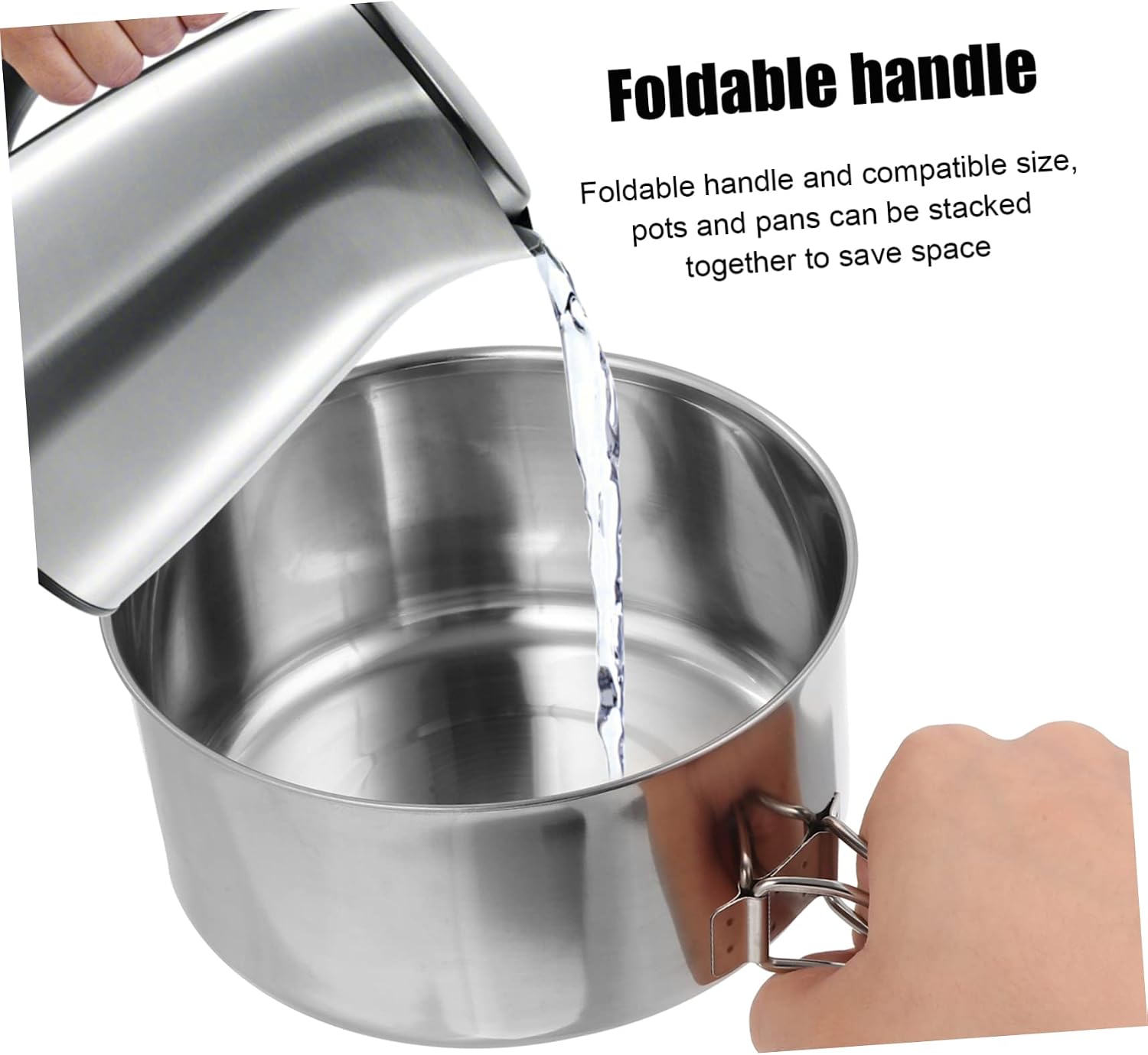 Milisten Camping Cookware Stainless Steel Stackable Pot Pan with Handle Non Stick Cooking Utensils for Outdoor