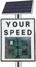 23.6'X35.4' Solar Radar Speed Sign, Solar Powered Radar Speed Limit Sign with Remote Control and Accessories, Traffic Feedback Warning Board Speed Display