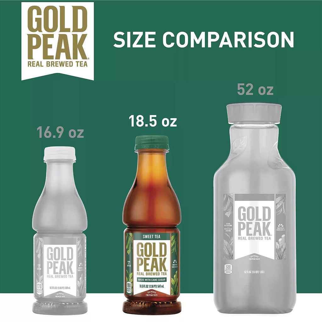 Gourmet Kitchn Gold Peak Naturally Sweet Real Brewed Tea, Picked for Peak Taste, Made With Cane Sugar - 3 Boxes (18.5oz / 18pk per Box), Total 54 Bottles)