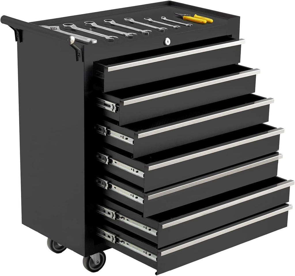 7-Drawer Rolling Tool Chest with Lock, Heavy-Duty Mobile Tool Storage Cabinet, Tool Cart Organizer for Garage Workshop