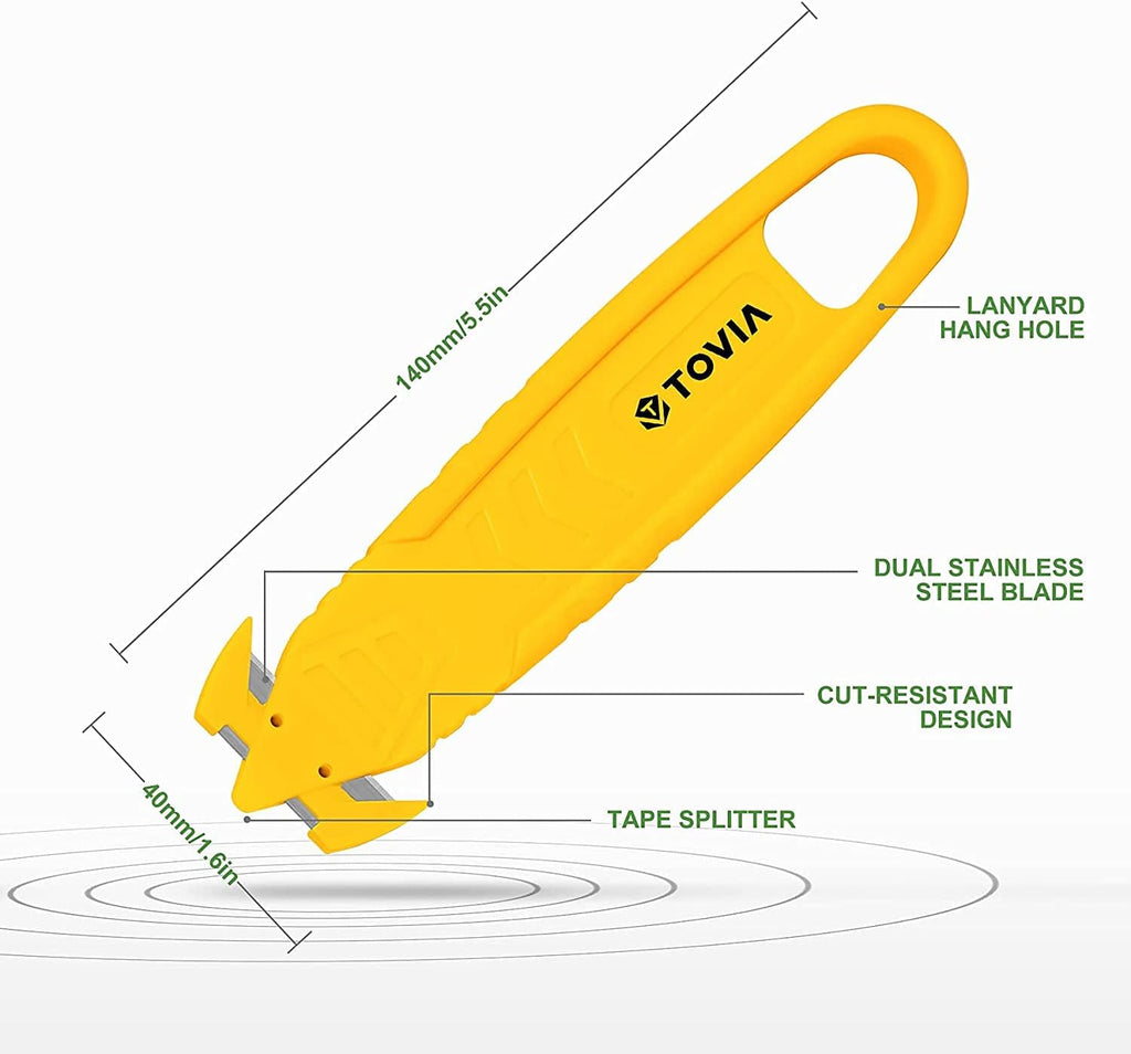 150-Pack Box Cutter Safety Knife - Safety Utility Cutter and Package Opener with Recessed Concealed Stainless Steel Blade for Household, Workshop & Warehouse