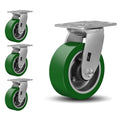 5'X2' Caster Wheels, Heavy Duty Casters Set of 4, Aluminum Core Thickened Polyurethane Industrial Casters for Toolbox Workbench, 4000 Lbs Total Capacity (4 Swivel