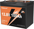 12.8V 100Ah Mini LiFePO4 Lithium Battery Built-in 100A BMS 1.28kWh 10-Year Lifespan Rechargeable Battery 6000 Deep Cycles Perfect for RV Trolling Motor Marine Solar