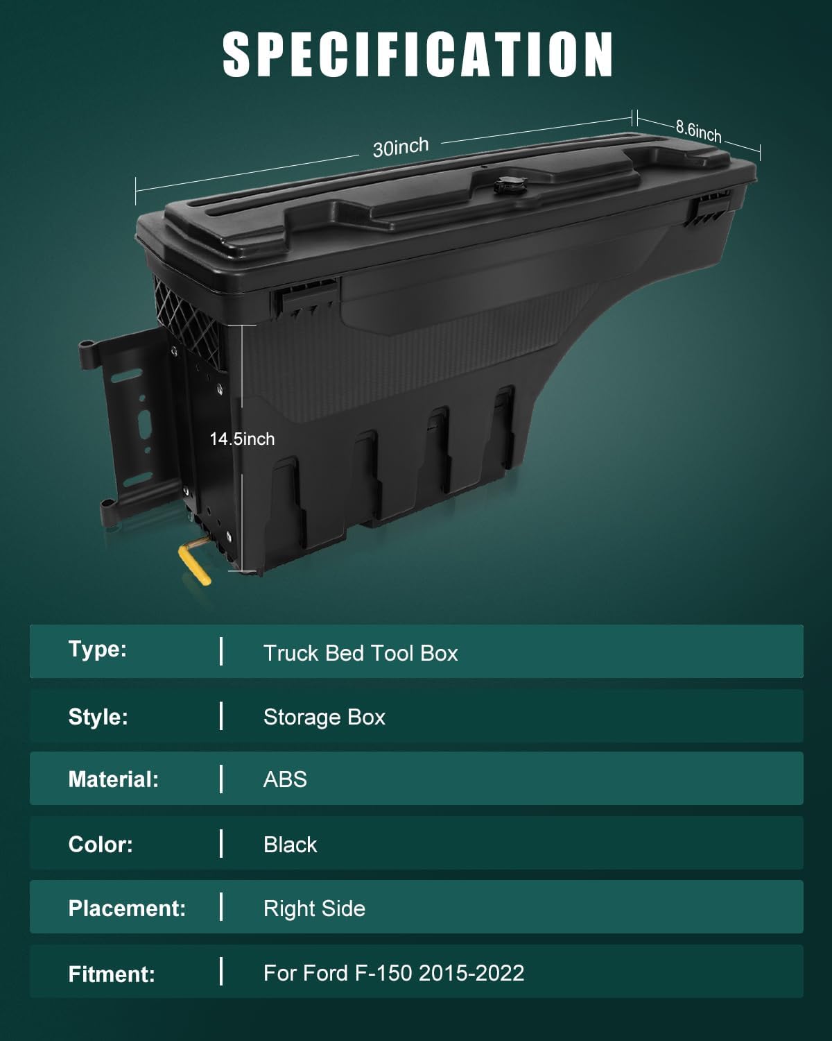 SCITOO Truck Bed Tool Box for Toyota Tundra 2007-2020 Left Driver Side,Multi-Compartment Dividers Organized Storage,Heavy Duty & No-Drill Installation