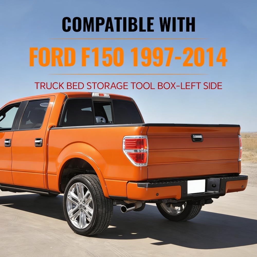 G-PLUS Truck Bed Storage Box Tooling Box Case Left Driver Side Compatible with Ford F150 1997 1998 1999 2000 2001 2002 2003 2004 2005 2006 2007 2008 2009 2010 2011 2012 2013 2014 Black