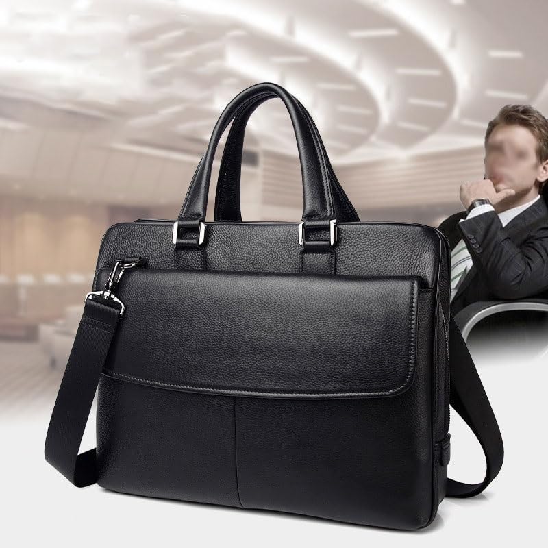 Waterproof Conference Document Package Laptop Bag Men's Genuine Leather Business Handbag