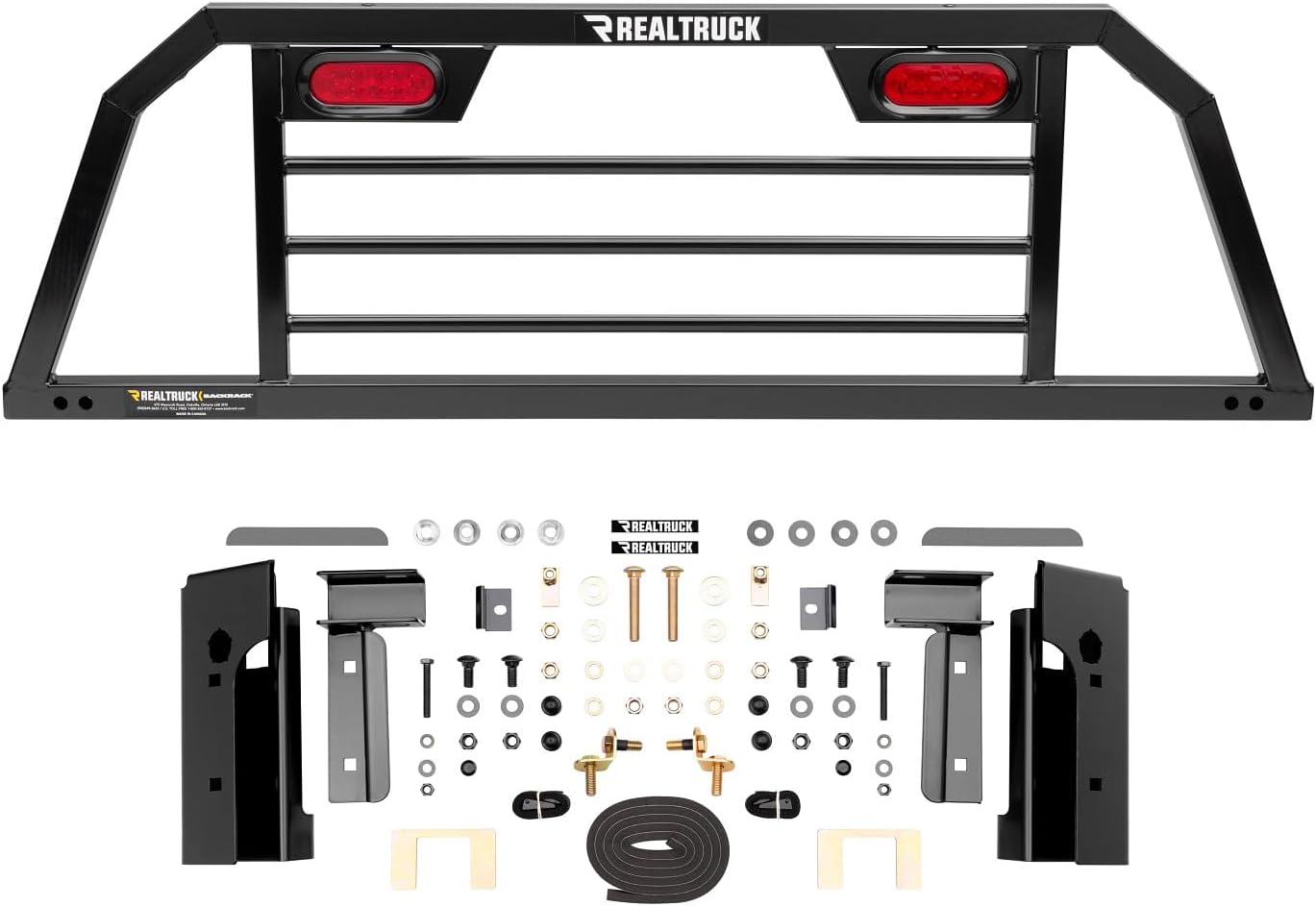 RealTruck Backrack SRL, Shortened Rack Frame + Hardware Kit for use w/Wide Top Tonneau Cover, Combo | Black, No Drill | SRL600 & 50123 | Fits 2015-2025 Ford F-150