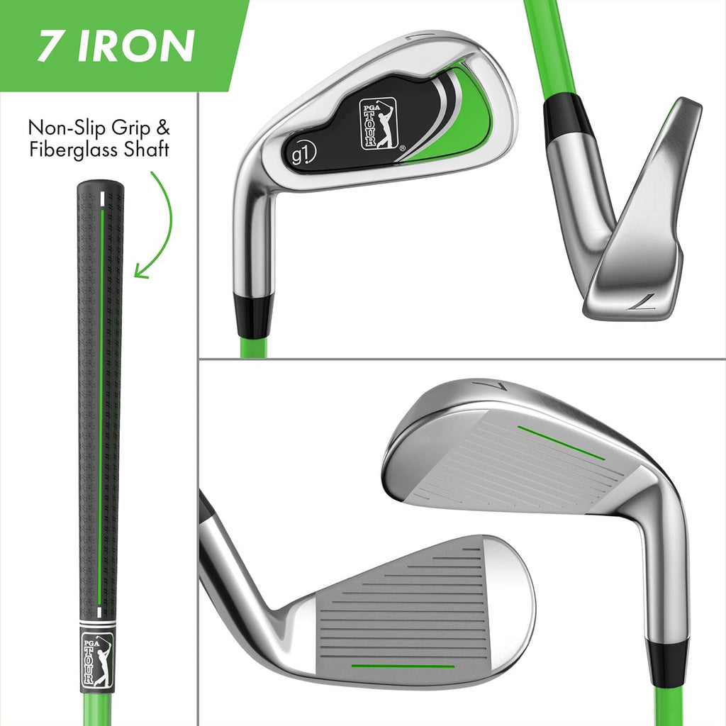 PGA Tour Youth Golf Club Set – Ages 3-5 (3'6'-4'1') and 5-8 (4'1' - 4'8') Right and Left Handed Beginner Junior Golf Clubs with Lightweight Golf Bag, Mallet Putter, Driver by Golfgen