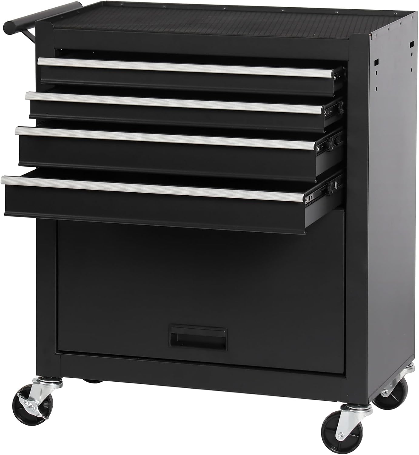 4-Drawer Rolling Tool Chest, Cabinet with 4 Wheels Tool Chest with Drawers, Suitable for Garages, Warehouses, Workshops, Repair Shops, Black