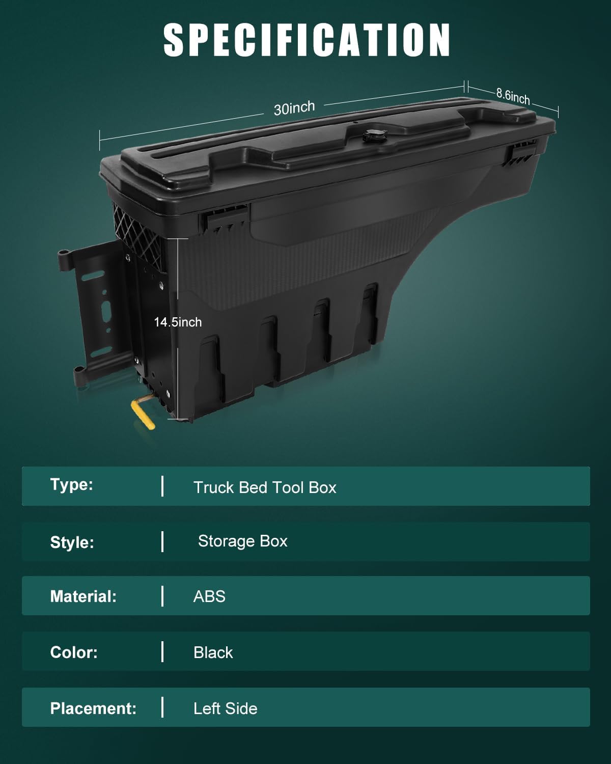 SCITOO Left Driver Side Truck Bed Tool Box for Dodge Ram 1500 2500 3500 2002-2018,Multi-Compartment Dividers Organized Storage,Heavy Duty & No-Drill Installation