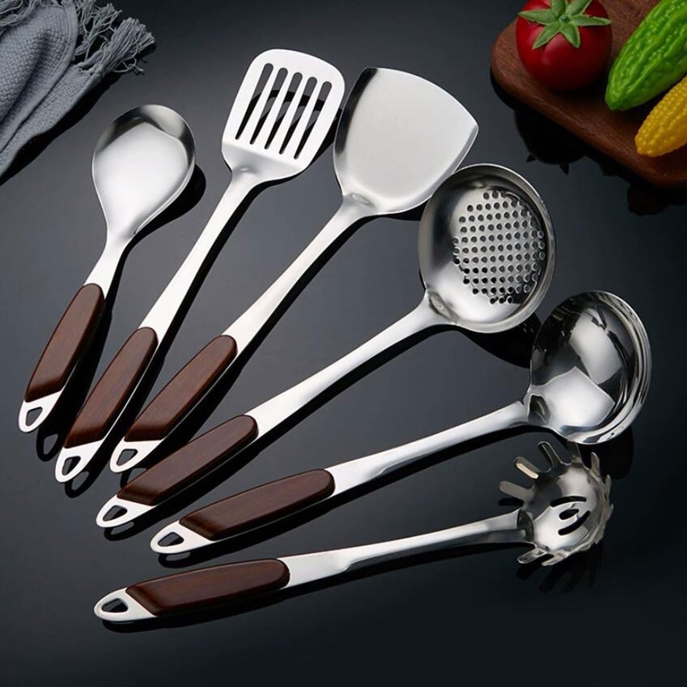 Cookware Dining Gadgets 6 Pieces Sets Spoons for Cooking Spatulas Stainless Steel Cooking Utensils Spatulas Spoons Kitchen Tools