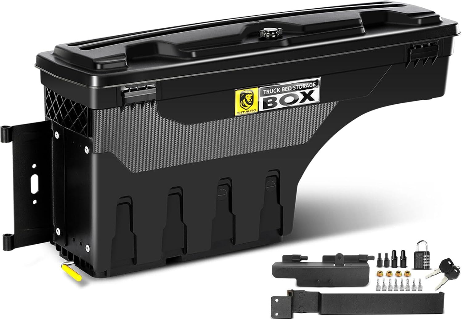 YHTAUTO Truck Bed Storage Tool Box Lockable Compatible with 1987-2011 Dodge Dakota, Driver Side, Swing Waterproof Wheel Well ToolBox