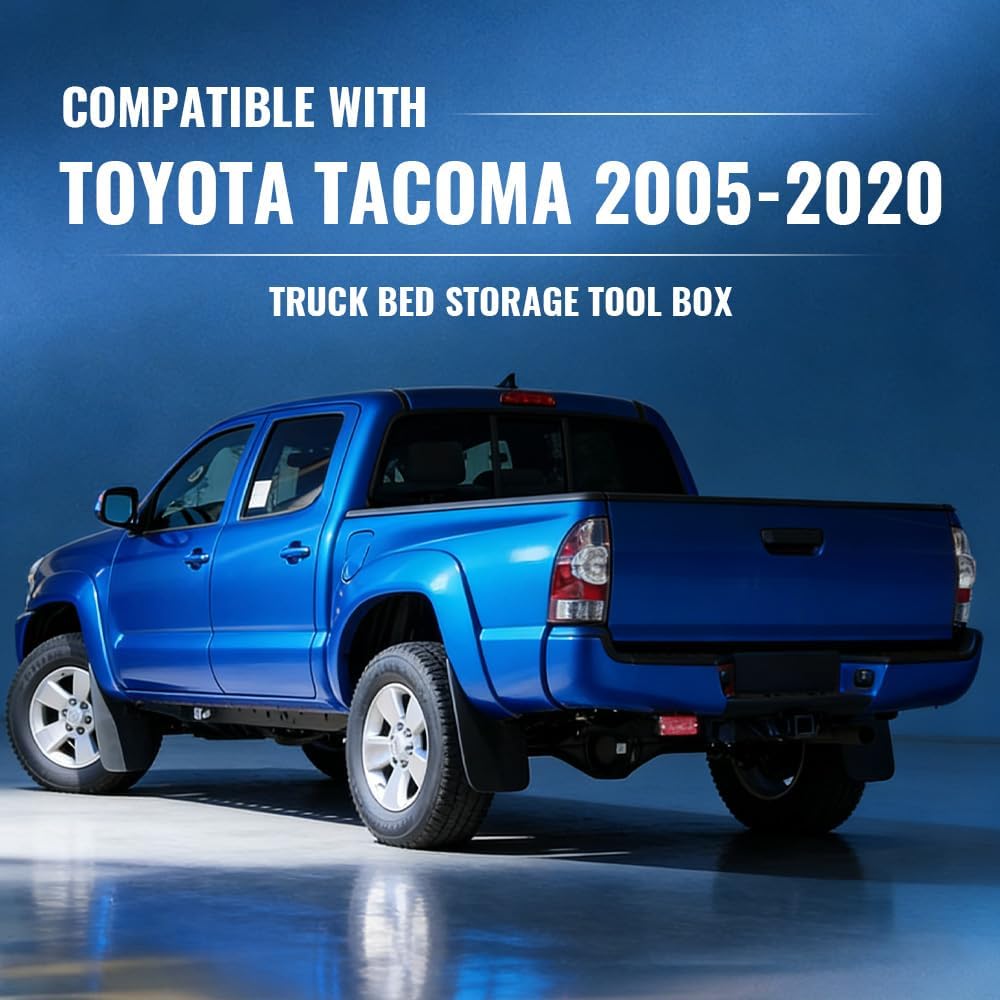 PIT66 Truck Bed Storage Box Compatible with Toyota Tacoma 2005-2020 Crew Cab/Extended Cab,Fit Toyota Tacoma 2005-2014 Standard Cab Lockable Tool Box Driver and Passenger Side