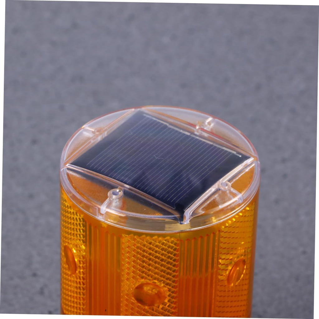 OUNONA 10pcs Solar Traffic Light Flashing Barricade Emergency Strobe Road Construction Beacon Lamp Orange Led for Vehicles Solar-powered Easy Installation
