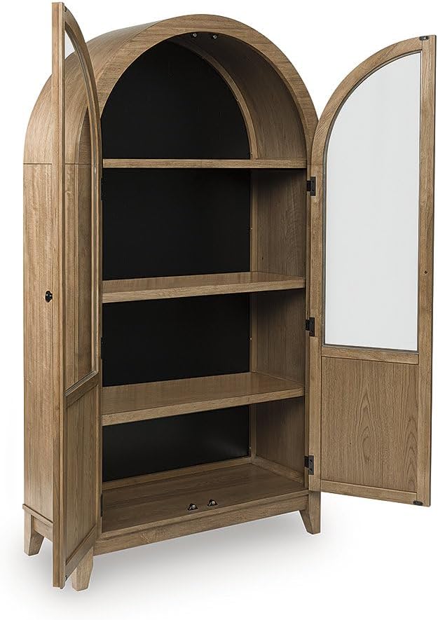 Signature Design by Ashley Dagandale Casual Accent Cabinet with Anti-Tipping and Adjustable Shelf, Light Brown & Black